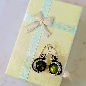 Silpada “Peridot Glass Drop” Sterling Silver Earrings - CB